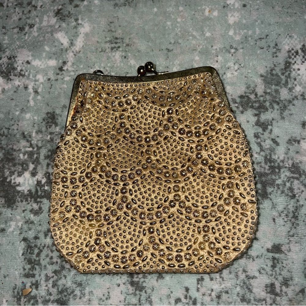 Elegant Gold Beaded Women's Clutch